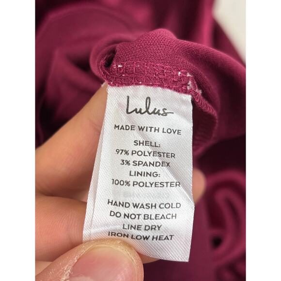 Lulus womens small Devotion to Love Wine Satin One-Shoulder Maxi Dress wine red - Picture 6 of 6